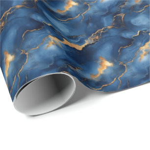 De Presente Papel mármore azul e dourado