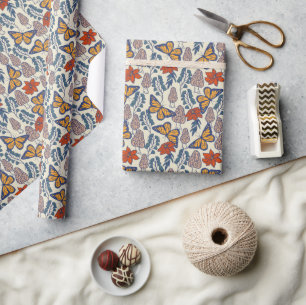 De Presente Papel Morel Mushroom & Monarch Butterfly