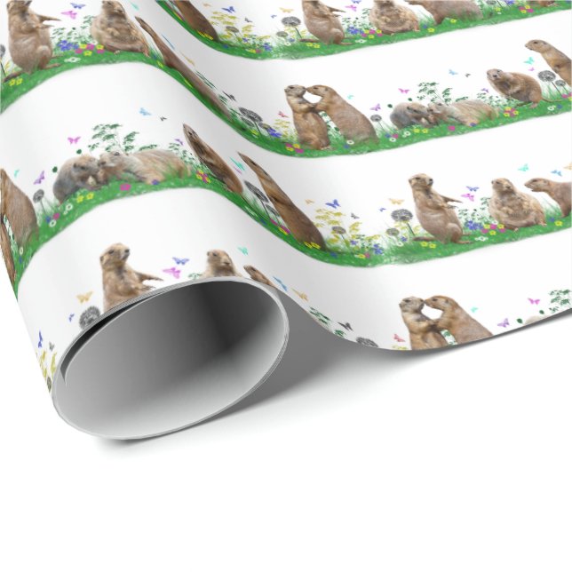 De Presente Papel Prairie Dog Meadow Wrapping (escolha a cor) (Ponta do rolo)