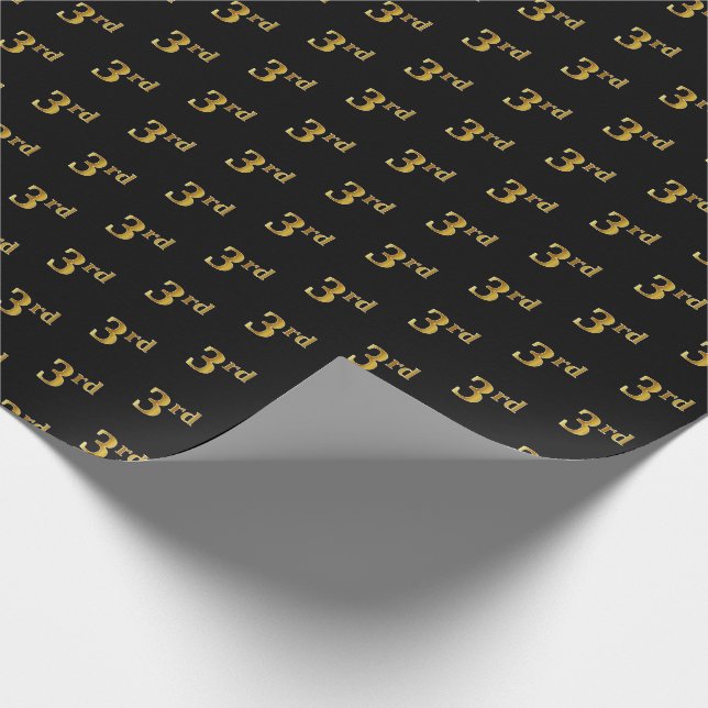 De Presente Papel Preto, Faux Dourado 3º (3º) Evento (Ponta)