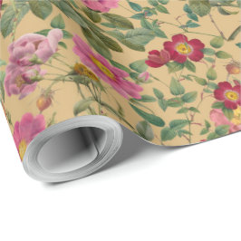De Presente Papel Rosa Selvagem Vintage em Bege Mel Quente