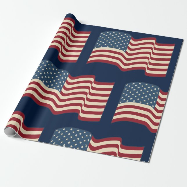 De Presente Papel Rustic American Flag Wraping Paper (Desenrolado)