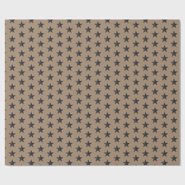 De Presente Papel Rustic Kraft Black Stars Wraping Paper (Aberto)