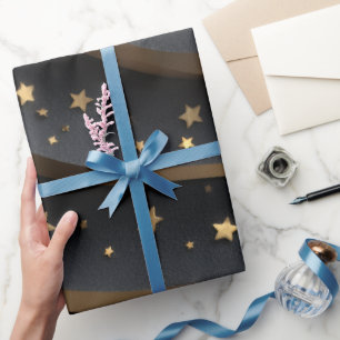 De Presente Papel Starry Night Wraping Preto Elegante e Ir