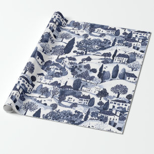 De Presente Papel Toile Countryside Cena Azul (1)