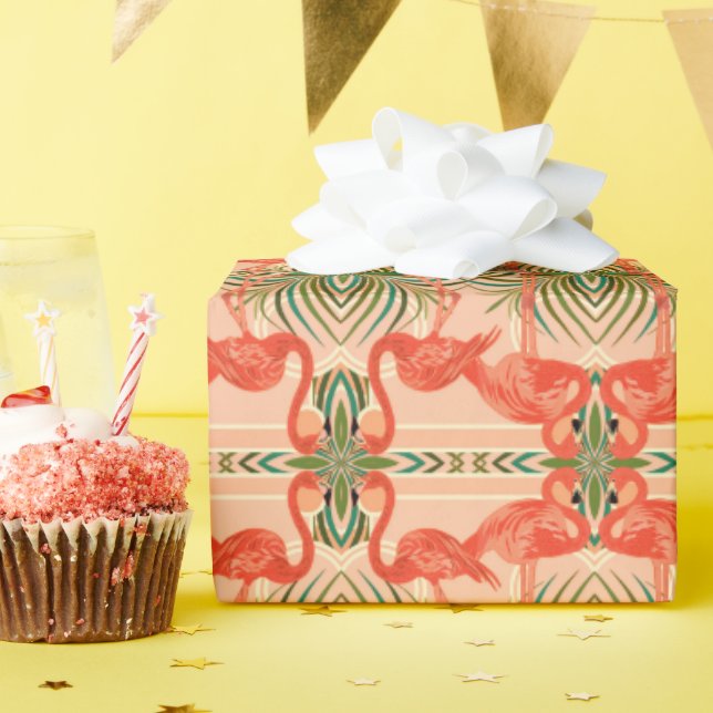 De Presente Papel Tropical Flamingo Art Deco Wraps (Festa de aniversário)