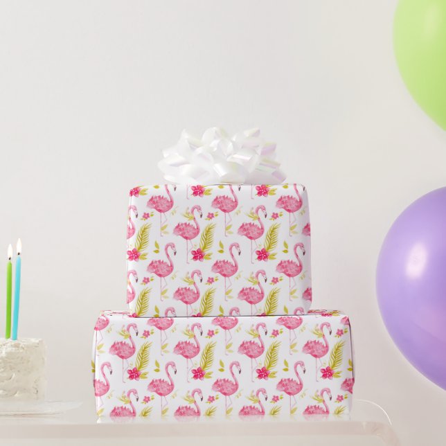 De Presente Papel Tropical Flamingos Wraping (Presentes para festas)