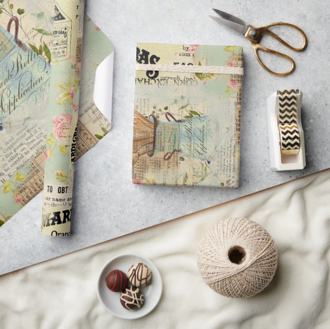 De Presente Papel Vintage Blue Wrapping (Artesanato)