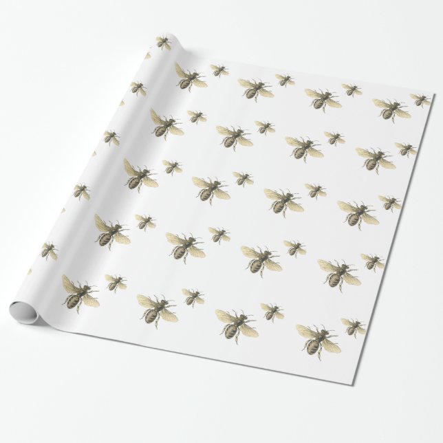 De Presente Papel Vintage Honey Bee Design Wraping (Desenrolado)