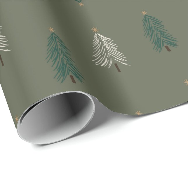 De Presente Papel Whimsical Christmas Tree Wraping (Ponta do rolo)