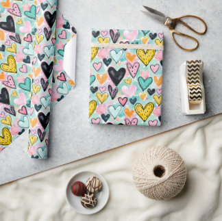 De Presente Papel Whimsical Heart Wraping