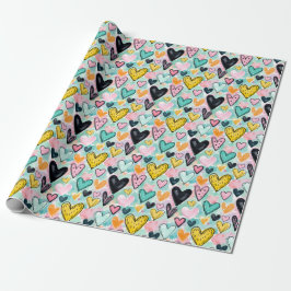 De Presente Papel Whimsical Heart Wraping