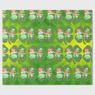 De Presente Patrick Leprechauns Shamrocks Molhando Papel