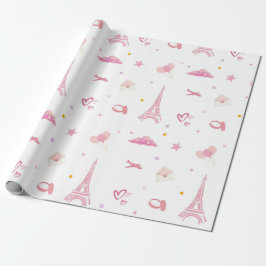 De Presente Pink Paris Birthday Gift embrulhando Papel Eiffel