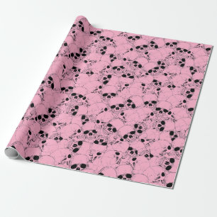 DE PRESENTE PINK SKULLS WRAPPING PAPEL