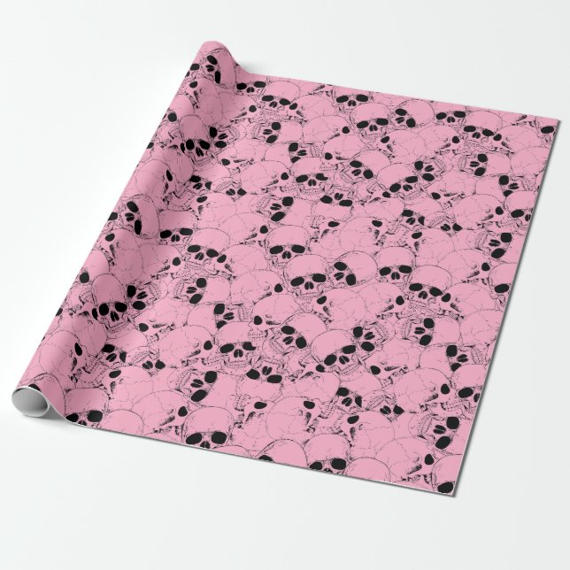 DE PRESENTE PINK SKULLS WRAPPING PAPEL (Desenrolado)