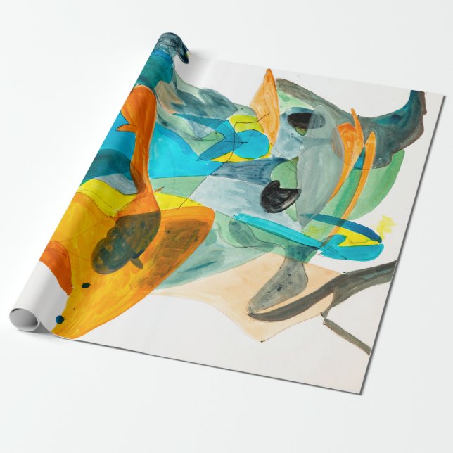 De Presente pintura abstrato em papel com cores vibrantes, s (Desenrolado)