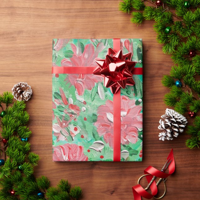 De Presente Poinsettia Papel Floral (Presente de Natal)