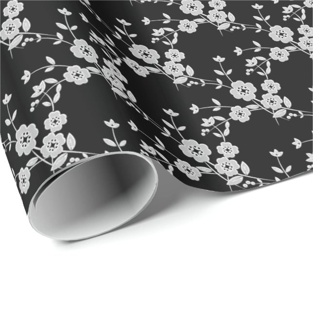 De Presente Pulverização Floral, Estilo PAPEL WRAP 1 PRETO-BRA (Ponta do rolo)