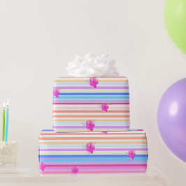 De Presente Rascunho Com Papel Floral Cor-De-Rosa Com Enrolame