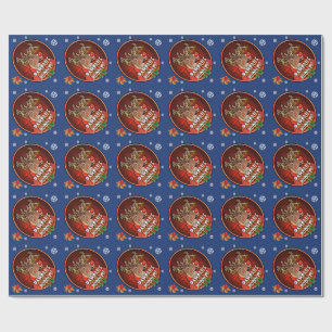 De Presente Rudolph Rampant Glossy embrulhando papel azul