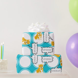 De Presente Shiba Inu Fala Bolhas Feliz Aniversário W Papel
