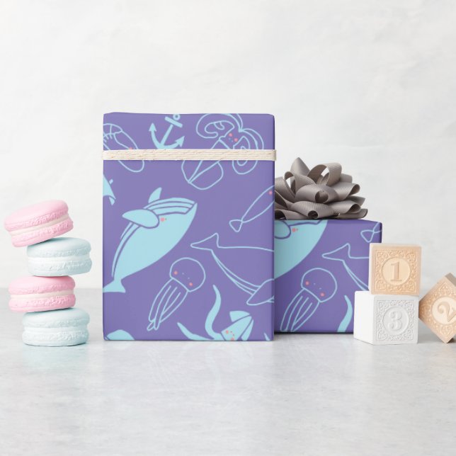 De Presente Sob o mar para crianças embrulhando papel (Chá de bebê)