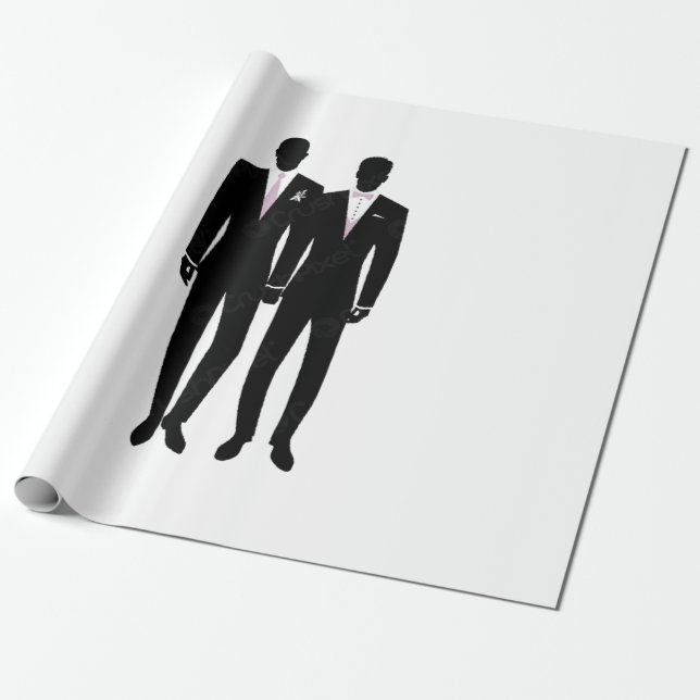 De Presente Sr. e Sr. embrulho papel branco e preto (Desenrolado)