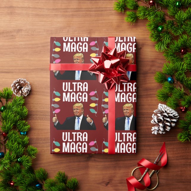 DE PRESENTE TRUMP CHRISTMAS ULTRA MAGA WRAPPING PAPEL (Presente de Natal)