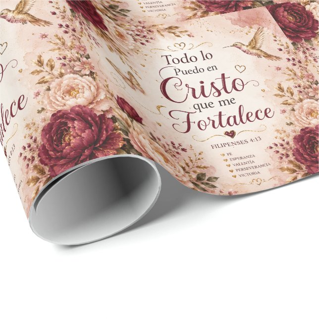 De Presente Tudo posso em Cristo que me fortalece papel (Ponta do rolo)