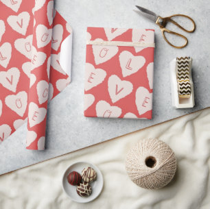 De Presente Vermelho Cor-de-rosa Corações Molhando Papel