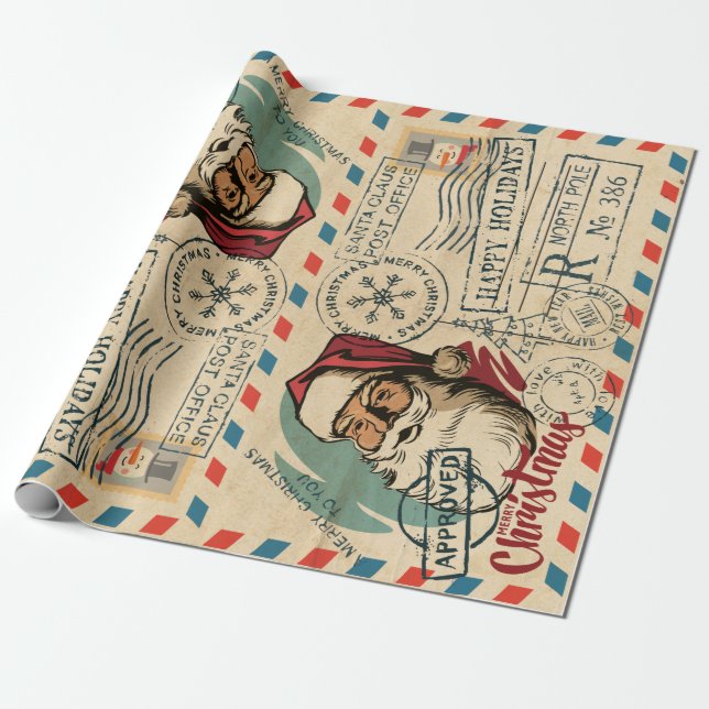De Presente Vintage Papai Noel Molhando Papel (Desenrolado)