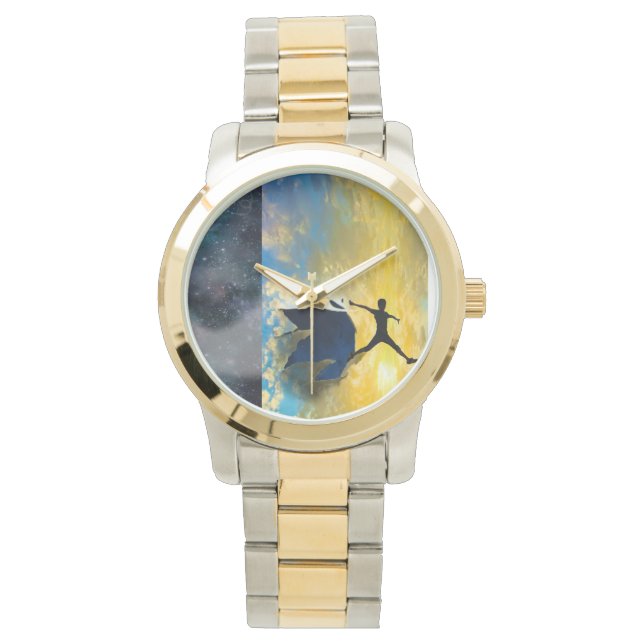 De Pulso Dois Tom, Dourado e Silver Quantum, pula o relógio (Frente)