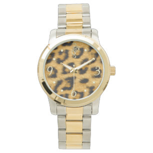 De Pulso Pele elegante com Clockface Dourado - relógio do