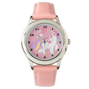 De Pulso Relógio cor-de-rosa do unicórnio das meninas
