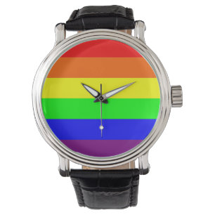 De Pulso Relógio preto do couro do vintage do orgulho gay
