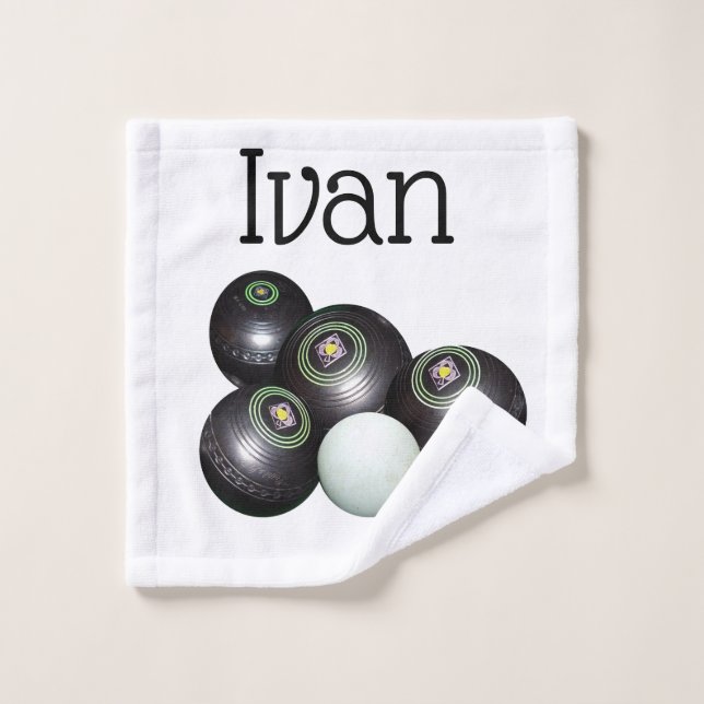 De Rosto Ivan Name With Lawn Bowls Design, Mão Toalha (Pano de lavar)