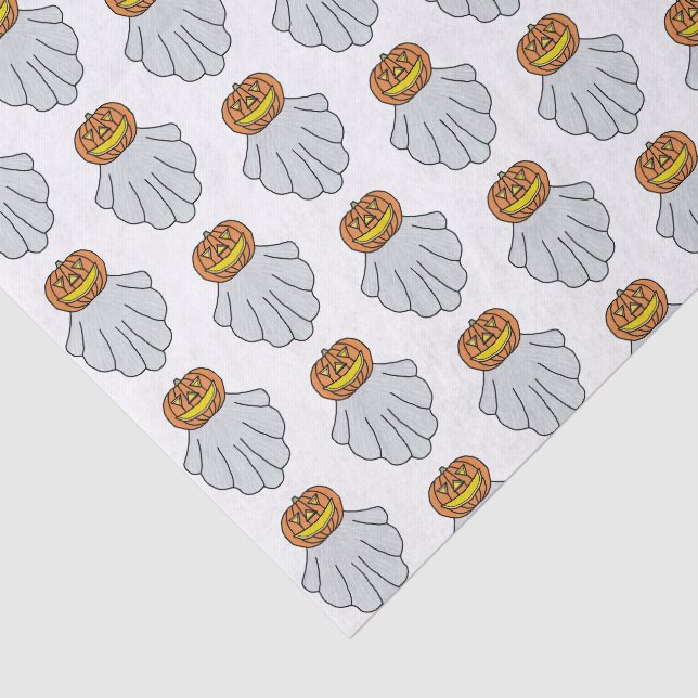 De Seda Abóbora Fantasma (branco) - Papel Tissue (Detalhes)