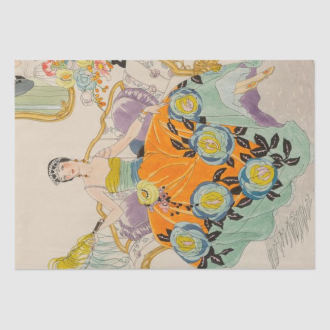 De Seda Alberto Vargas Art Deco - Papel Tecidual (Frente )