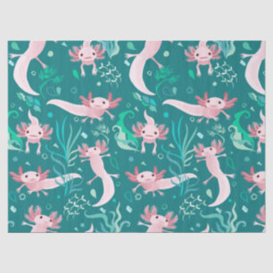 De Seda Alotta Axolotls cor-de-rosa em papel tecidular