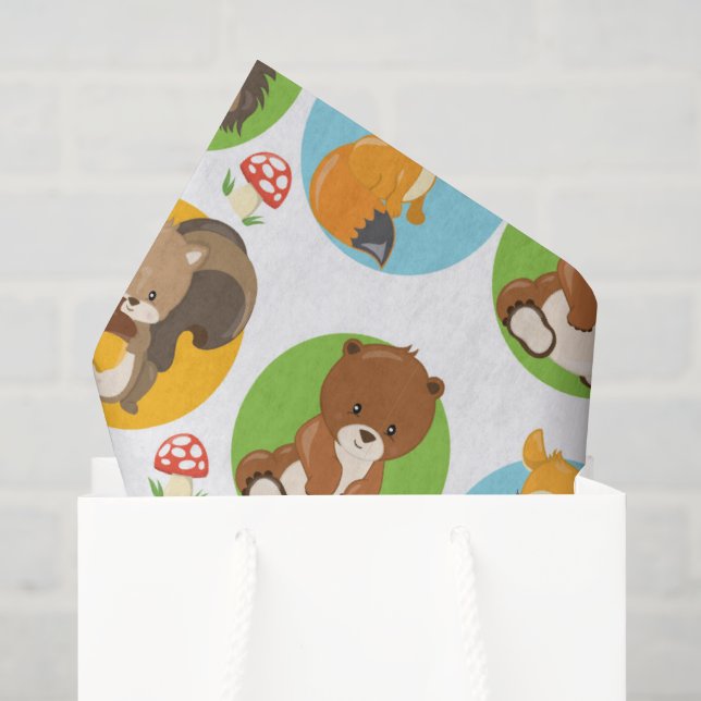 De Seda Animais da Floresta - Papel tecidular do Partido (Sacola de presentes)