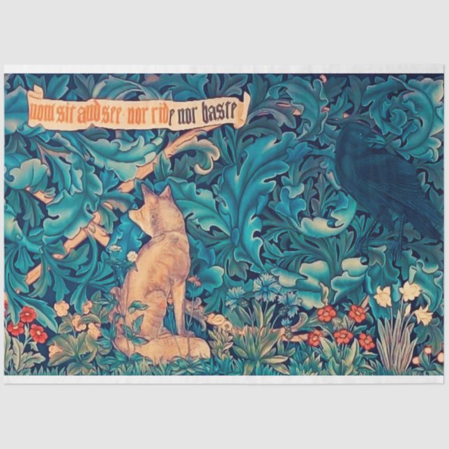 De Seda Animais na Floresta, William Morris - Papel Tecido (Frente )