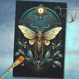 De Seda Art Nouveau Moth 1 - Papel Decoupage