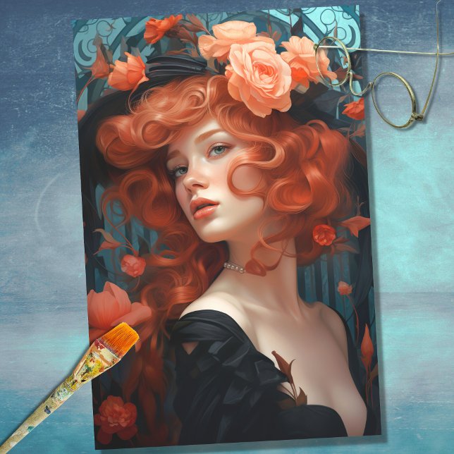 De Seda Art Nouveau Mulher 2 - Papel Decoupage (Criador carregado)