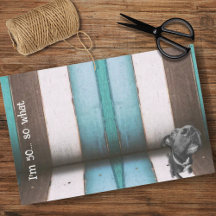 Azul Castanho Engraçado 50º Cachorro Fechar Papel