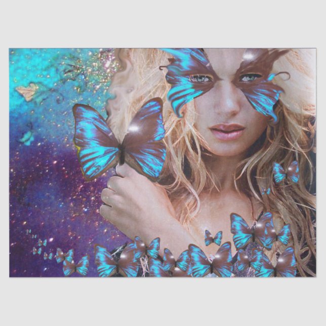 De Seda Beleza BUTERSORA AZUL em papel tecidular (Frente )