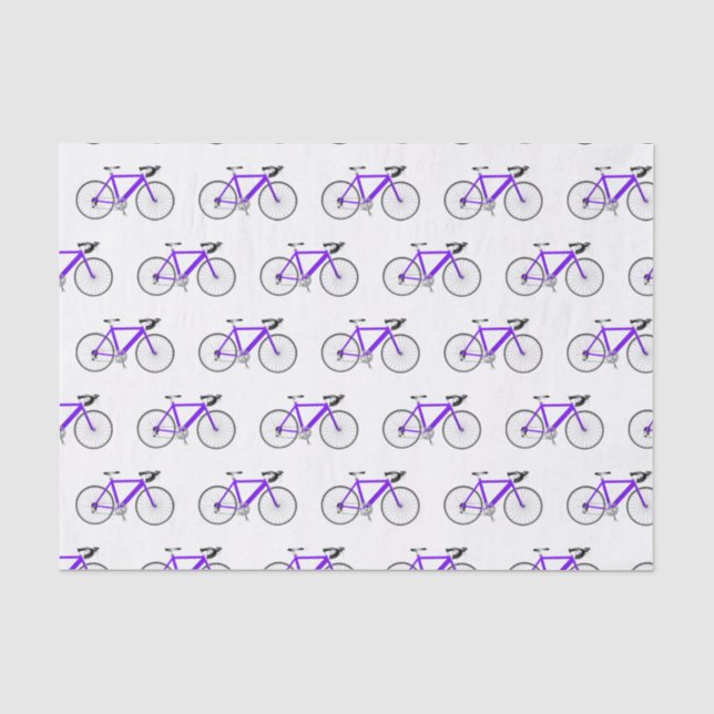 De Seda Bicicleta Roxa em Papel Tecido Branco (Frente )