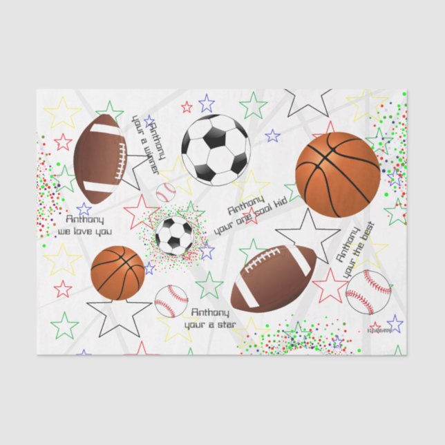 De Seda Bolas esportivas com estrelas - Papel tecidular HA (Frente )