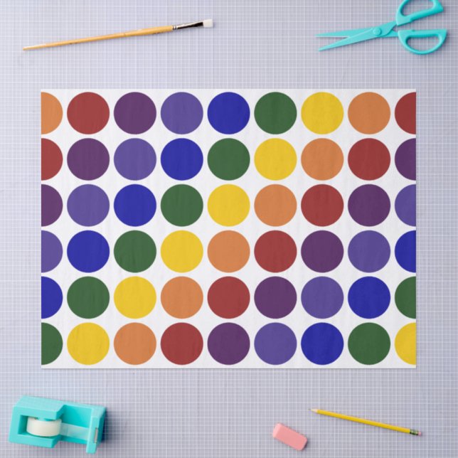 De Seda Bolinhas arco-íris em papel branco (Arte )