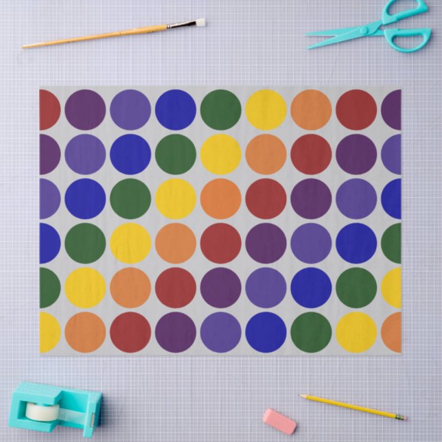 De Seda Bolinhas do arco-íris em papel tecidente Cinza (Arte )